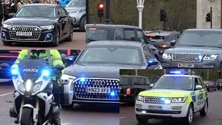 Queen Camilla’s motorcade (X4) & Rishi Sunak’s motorcade for weekly meeting with the King 👑🇬🇧