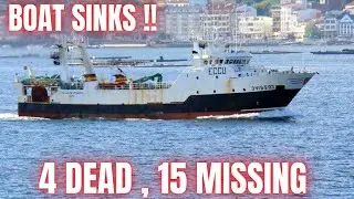 SPANISH FISHING BOAT SINKS OFF CANADA . 4 DEAD 15 MISSING