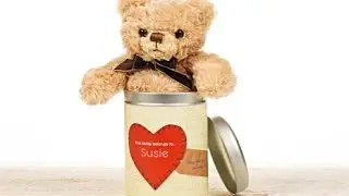 Personalised Teddy in a Tin - Heart
