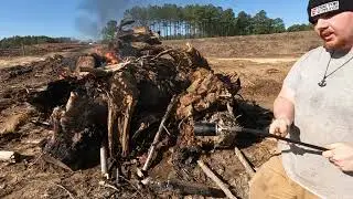 Flamethrower Action: Burning Stumps & stacking lumber Creed Ranch!