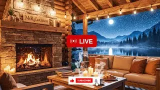 Winter Lakeside Porch with Fireplace Ambience 🔥 Relaxing Jazz Instrumental Music for Study, Work