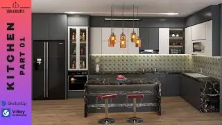 SketchUp Interior Design Tutorial # 03 | Kitchen | Part 01 | Vray Rendering