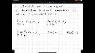 2.2 #8. Limits: Sketching a Graph that Satisfies Given Conditions