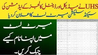 UHS announced second selection list of MBBS and BDS admissions 2021-22|How to check name in list?