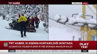 Uludağ&rsquo;da Telesiyej Bozuldu 51 Kişi Mahsur Kaldı!
