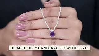Amethyst Solitaire Pendant Necklace, 6 MM Princess Cut, February Birthstone Fine Jewelry Gift