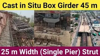 PSC Box Girder | 45 m Span | Cast in Situ | 25 m Width | Strut Arrangements
