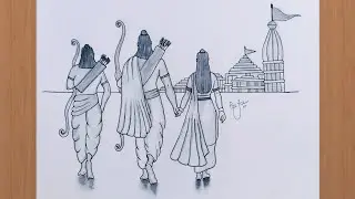 HOW TO DRAW SHREE RAM||RAM SITA LAXMAN DRAWING EASY STEP BY STEP PANCIL SKETCH||RAM MANDIR DRAWING||