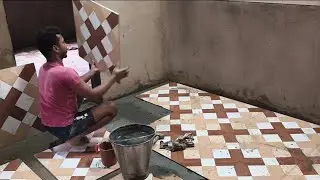 Install large format floor tile 