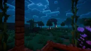 a warm summer night with slightly slowed minecraft music (crickets chirping + minecraft soundtrack)