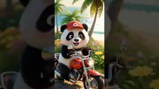 Panda riding a bike 🐼🏍️ | #panda #babytoons #viral #cute
