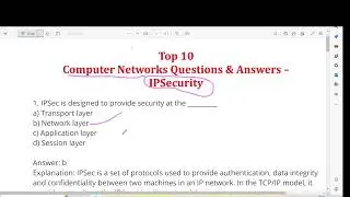 IP Security- Computer Networks Questions & Answers MCQ