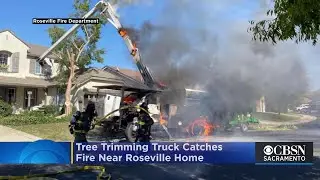 Tree Trimming Truck Catches Fire Near Roseville Home
