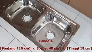 Bak Cuci Piring (Kitchen Sink) 110 cm OKI 2 lubang ada sayap, kualitas bagus Grade A!