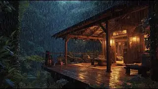 Deep Forest Rain Near a Wooden Cabin for Sleep 🌲 & Relax in 3 Minutes| Peaceful Night Rain Ambience