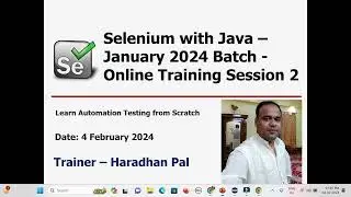 Selenium WebDriver with Java - Online Automation Testing Training - January 2024 Batch - Session 2
