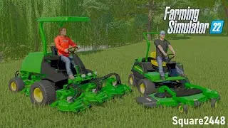 Lawn Care With John Deere Mowers! (2 Person Crew) | FS22 Landscaping