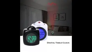 RENMAX&reg; Digital Clock LCD Voice Talking Time Projector Alarm Cube Timepiece Plastic Black/White