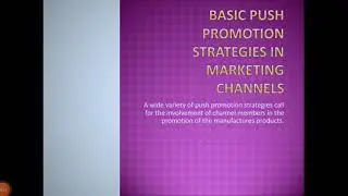 basic push promotion strategies in marketing channel
