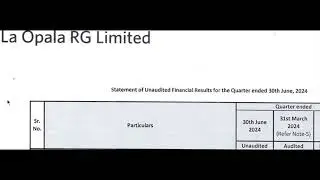 La Opala RG Results | La Opala RG Latest Results | La Opala RG Share News | La Opala RG Q1 Results