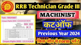 RRB Technician Machinist Cutoff | Technician Grade 3 Trade Machinist Previous year cutoff