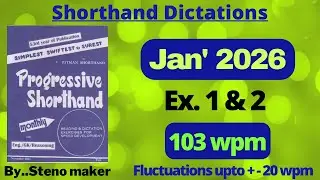 #1 & 2  #January 2026 Progressive magazine #103 wpm English shorthand dictation #SSC steno