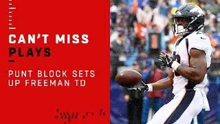 Denver's Punt Block Sets Up Royce Freeman's TD Blast
