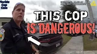 💥 Женщина-полицейский попала на камеру своего собственного автомобиля после того, как врезалась в...