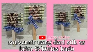 DIY 190 || souvenir uang dari stik es krim dan kertas kado || souvenir uang lolipop unik