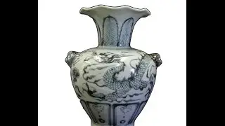 Chinese Off White Ceramic Dragon Drawing Vase cs694-8