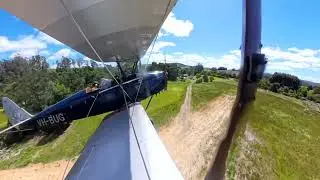 Dad's first flight in the Tiger Moth vintage aircraft with me! VH BUG flying from home to Bridport