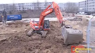Doosan DX255 Excavator Grading Dirt