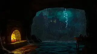 Rainstorm and Thunder in Hidden Cave | Dark Shelter Sounds, Rainfall & Deep Sleep Atmosphere