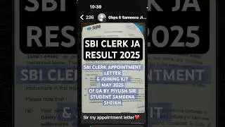 SBI CLERK RESULT 2025 | Sameena Selected in SBI CLERK JA | GA BY PIYUSH SIR STUDENT #sbiclerk