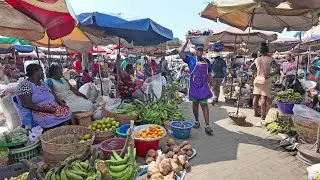 RAW FOOD MARKET SHOPPING IN GHANA , AFRICA