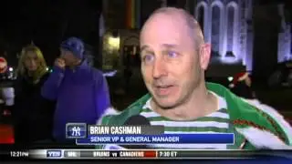 Brian Cashman rappels down a building in CT
