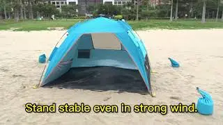Top Lander Family Beach Tent with Sandbag Set Up