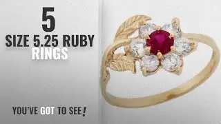 10 Best Size 5.25 Ruby Rings: 10k Yellow Real Gold White Red CZ Fancy Hook Floral Womens Ring