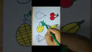 fruits Art step by step #drawing #banana #Cherry #pineapple #guava #watermelon #drawing #art #how