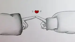 Hand heart drawing | Draw tow beautiful hands with a heart like a pro | love drawing tutorial