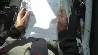 Rally codriver reading pacenotes