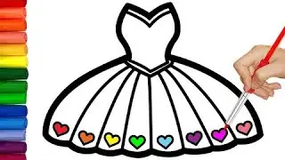 BEAUTIFUL PRINCESS DRESS. Colouring and painting for kids and toddlers. Galaxy art