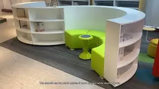 BESTON furniture white curved library bookcase with rest sofa