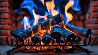 Quiet Evening Iron Grate Fireplace with Blue and Amber Flames for Deep Relaxation