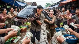 FULL VIDEO: Brave Boy Risks His Life Harvesting Giant Hybrid Catfish | Processed and SOLD OUT Fast