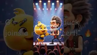 Yellow Daddy Duck Sings with a Rock Star 🎸🦆 | Viral Duck Song #cuteduck #dancingduck #duckhead