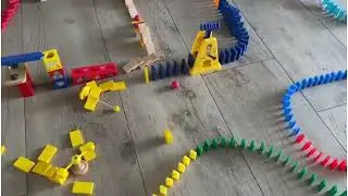 BIG Homemade Domino Track!! Will he collapse all at once?!