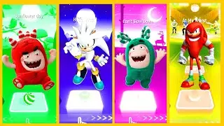 Oddbods Red vs Sonic the Hedgehog vs Oddbods Green vs Knuckles  |  Tiles Hop EDM Rush!