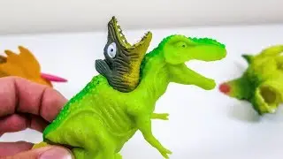 Dinosaur Parasite! Cutting Open Squishy Dinosaur Toys! What's Inside Slime Dinosaurs??