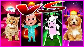 Cute Cat VS Cocomelon VS Crazy Cow VS Cute Dog Tiles Hop Game